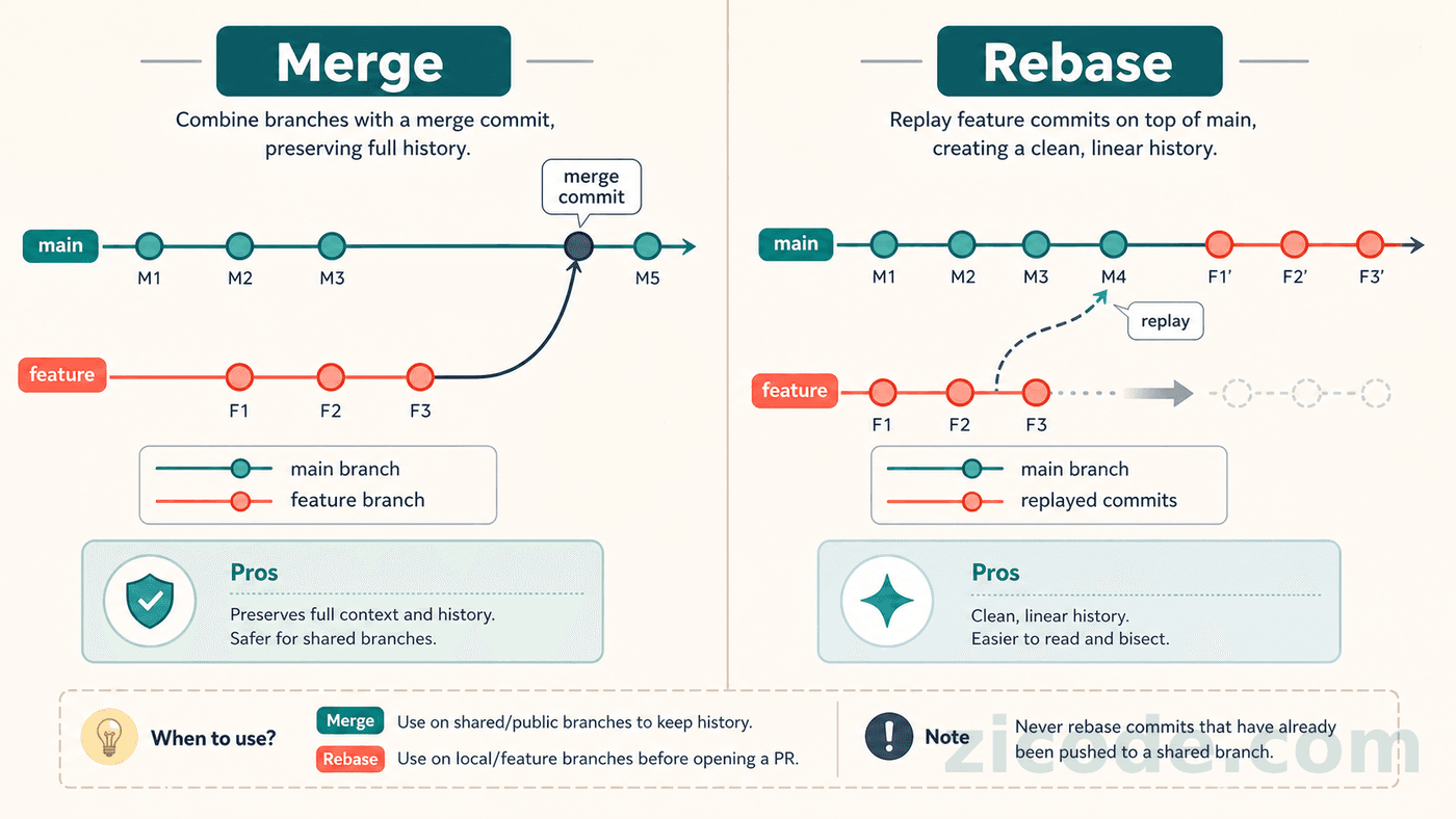 merge 与 rebase 的差异对比