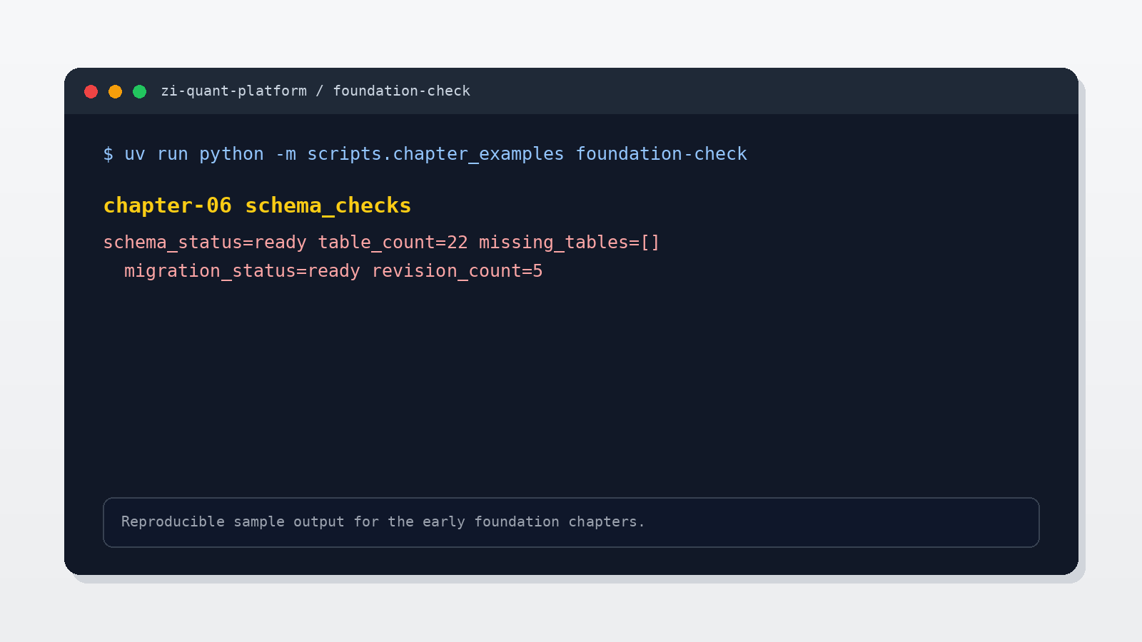 Schema readiness foundation-check output