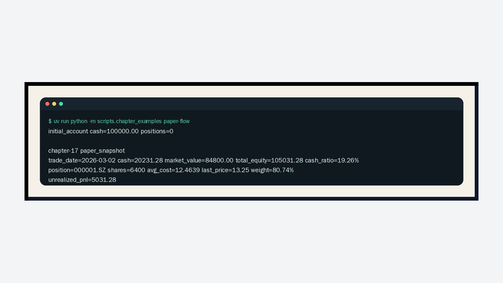 Real account snapshot output for article 17
