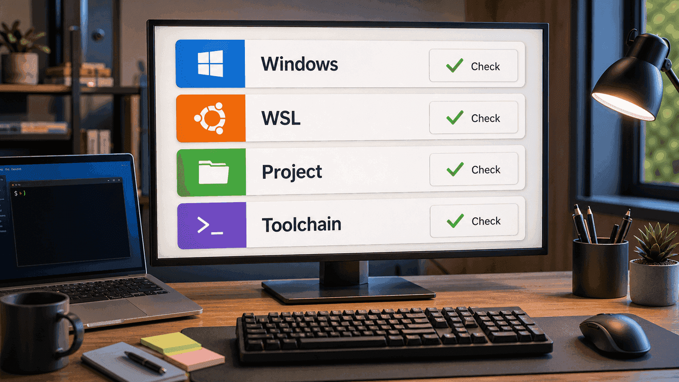 During team setup, inspect Windows, WSL, project directories, and toolchains in layers
